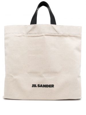 Λινή τσάντα shopper με σχέδιο Jil Sander
