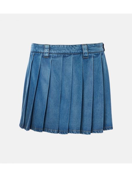 Plissert jeans-skjørt Miu Miu blå