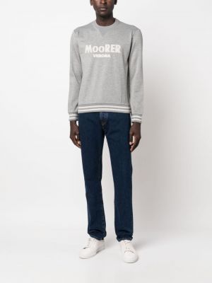 Gestreifter sweatshirt mit print Moorer grau
