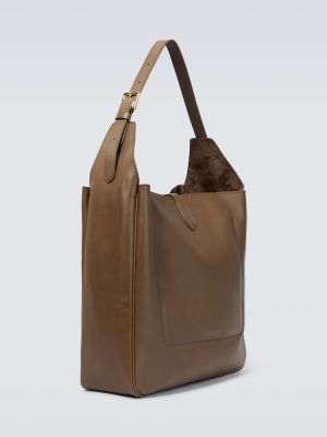 Kožená nákupná taška Tom Ford hnedá