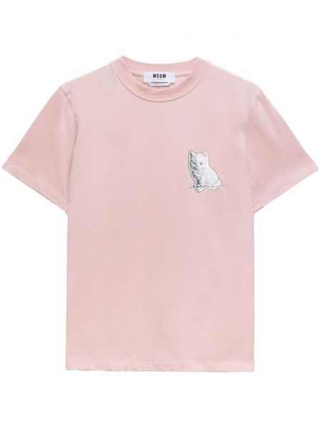 Pyöreä kaula painettu t-paita Msgm pinkki