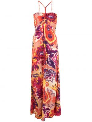 Sukienka długa bez rękawów z nadrukiem z wzorem paisley Ba&sh fioletowa