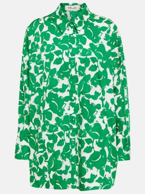 Хлопковая рубашка с принтом Diane Von Furstenberg зеленая