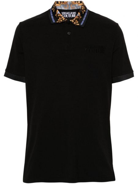 Poloshirt med broderier Versace Jeans Couture sort