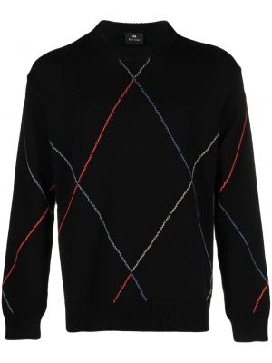 Sweter w paski z okrągłym dekoltem Ps Paul Smith czarny