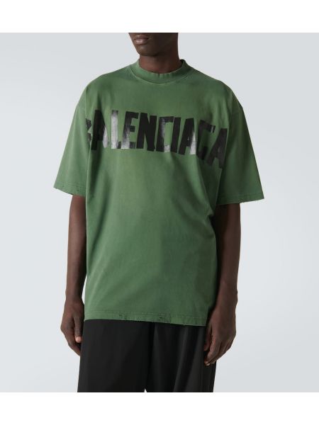 T-shirt di cotone in jersey Balenciaga verde