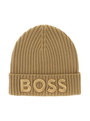 Haftowana czapka Boss beżowa