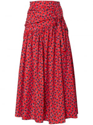 Midi sukně s potiskem se srdcovým vzorem Carolina Herrera červené