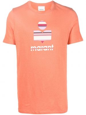 Tričko s potiskem s kulatým výstřihem Isabel Marant oranžové