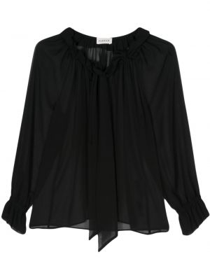 Прозрачна блуза от шифон от креп P.a.r.o.s.h. черно