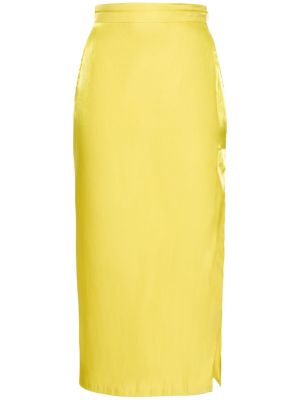 Saténové midi sukně Ferrari žluté
