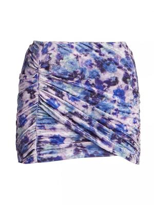 Бархатная юбка мини в цветочек с принтом Isabel Marant фиолетовая