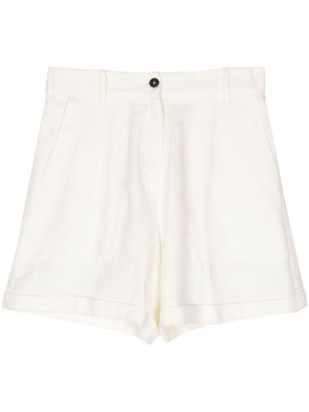 Plisirane lanene kratke hlače Forte_forte bijela