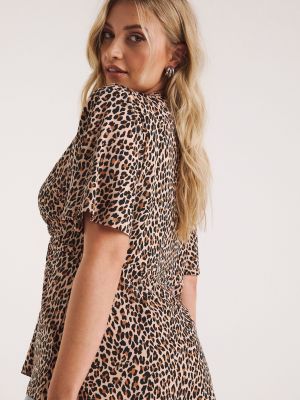 Леопардовая блузка с принтом Simply Be коричневая