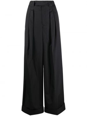 Spodnie z wysokim stanem bawełniane z paskiem Lemaire - сzarny