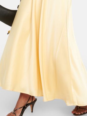 Saténové dlouhá sukně Polo Ralph Lauren žluté