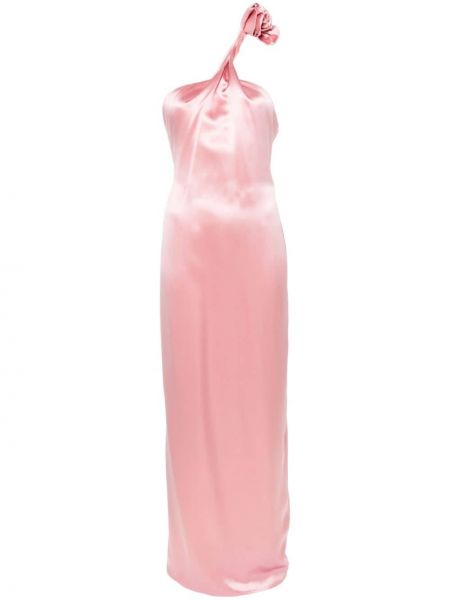 Jedwabna sukienka wieczorowa w kwiatki Magda Butrym różowa