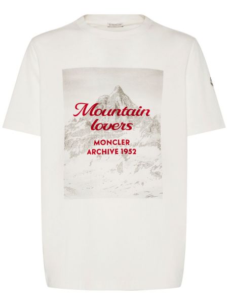 T-shirt i bomull Moncler vit