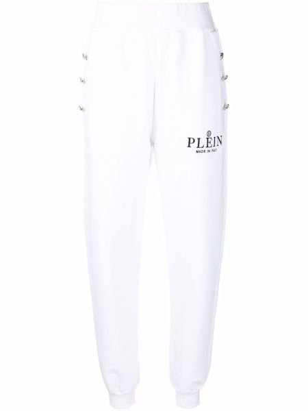 Spodnie sportowe z nadrukiem Philipp Plein białe