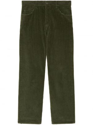 Ravne hlače iz rebrastega žameta Alanui zelena