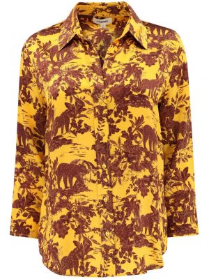Hedvábná košile s potiskem L'agence žlutá