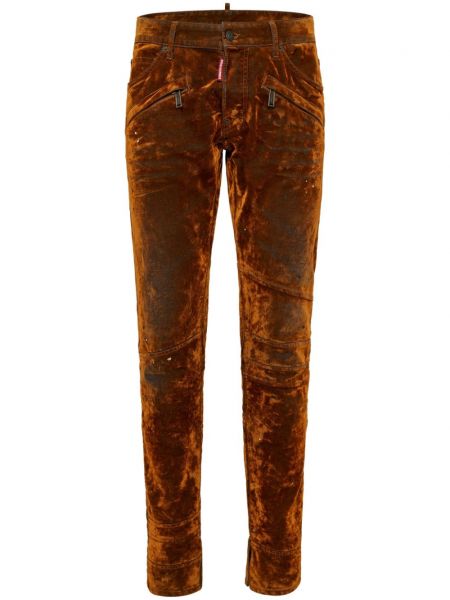 Pantaloni slabi din velur skinny fit Dsquared2