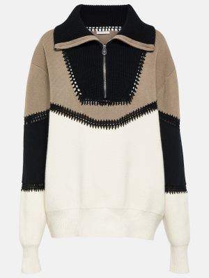 Kašmírový vlnený sveter na zips Chloé khaki