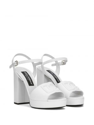 Sandály s výšivkou na platformě Dolce & Gabbana bílé