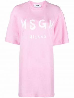 Trykt bomull t-skjorte Msgm rosa