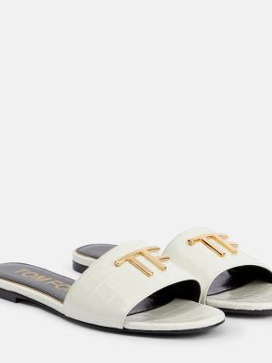 Sandale din piele Tom Ford alb