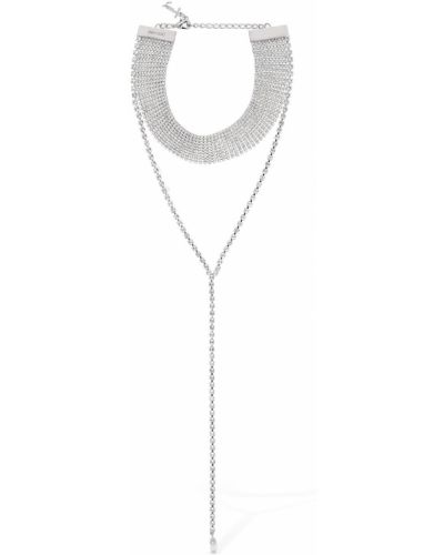 Křišťálový náhrdelník se síťovinou Jimmy Choo stříbrný
