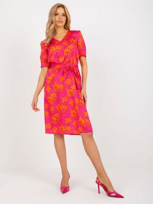 Koktejl obleka s cvetličnim vzorcem Fashionhunters oranžna