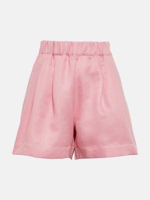 Pantaloni scurți cu talie înaltă de in Asceno roz