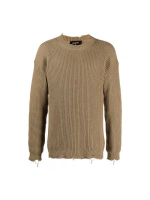 Sweter z okrągłym dekoltem Dsquared2 brązowy