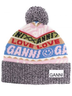 Плетена шапка Ganni розово