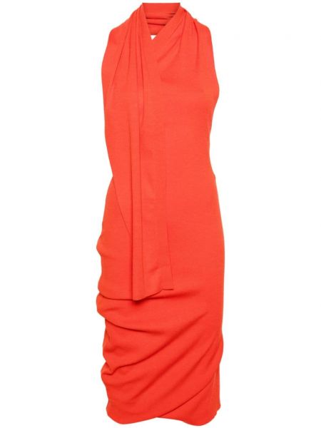 Asimetrična midi obleka Fendi oranžna