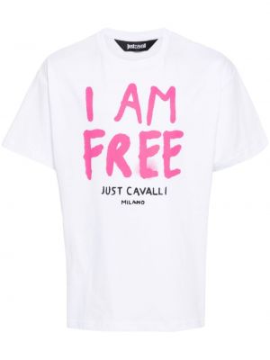 Kokvilnas krekls ar apdruku Just Cavalli balts