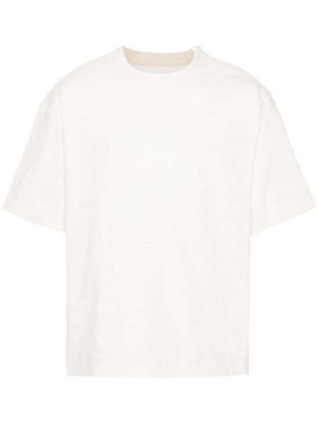 Bavlnené tričko na zips Jil Sander biela