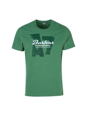 Koszulka z nadrukiem Barbour zielona