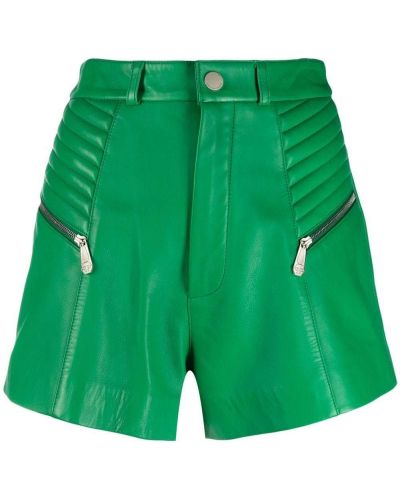 Shorts taille haute en cuir Philipp Plein vert