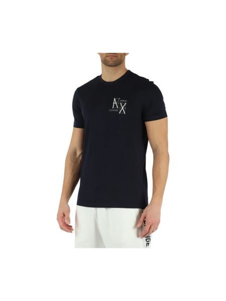 Camisa slim fit de algodón con estampado Armani Exchange azul