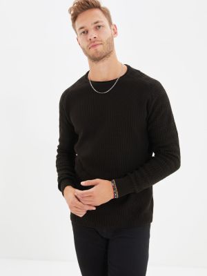 Dzianinowy sweter slim fit Trendyol czarny