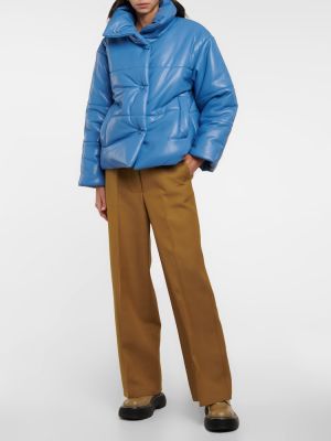 Kožená bunda z ekologickej kože Nanushka modrá