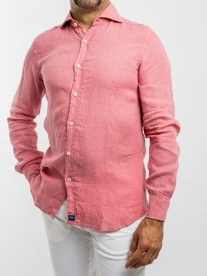 Camisa de lino slim fit Wickett Jones rosa