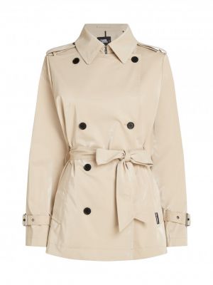 Bavlněný krátký kabát Karl Lagerfeld hnědý