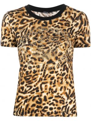 Памучна тениска с принт с леопардов принт Just Cavalli