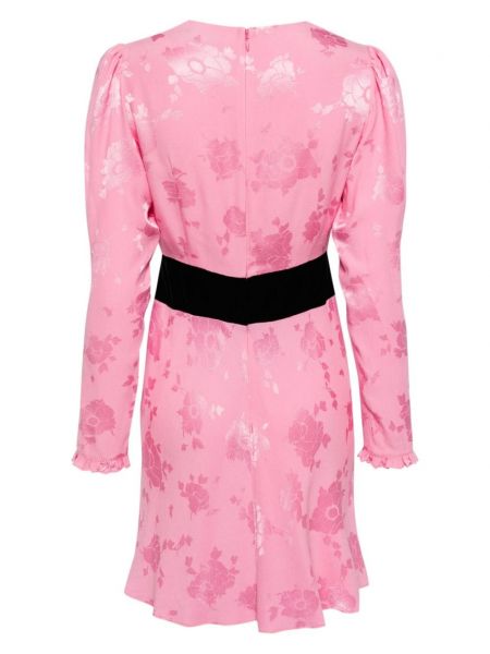 Sukienka w kwiatki żakardowa Rixo różowa