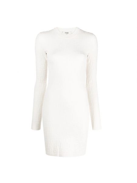 Sukienka mini z długim rękawem Fendi biała