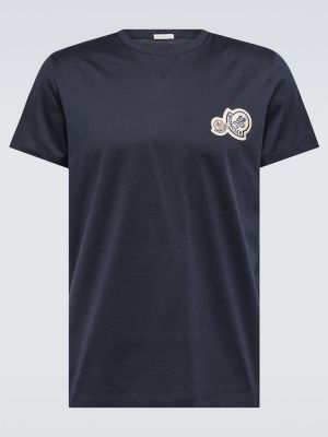 Памучна тениска от джърси Moncler синьо