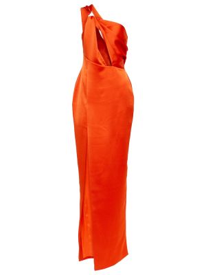 Satynowa sukienka długa Rasario pomarańczowa